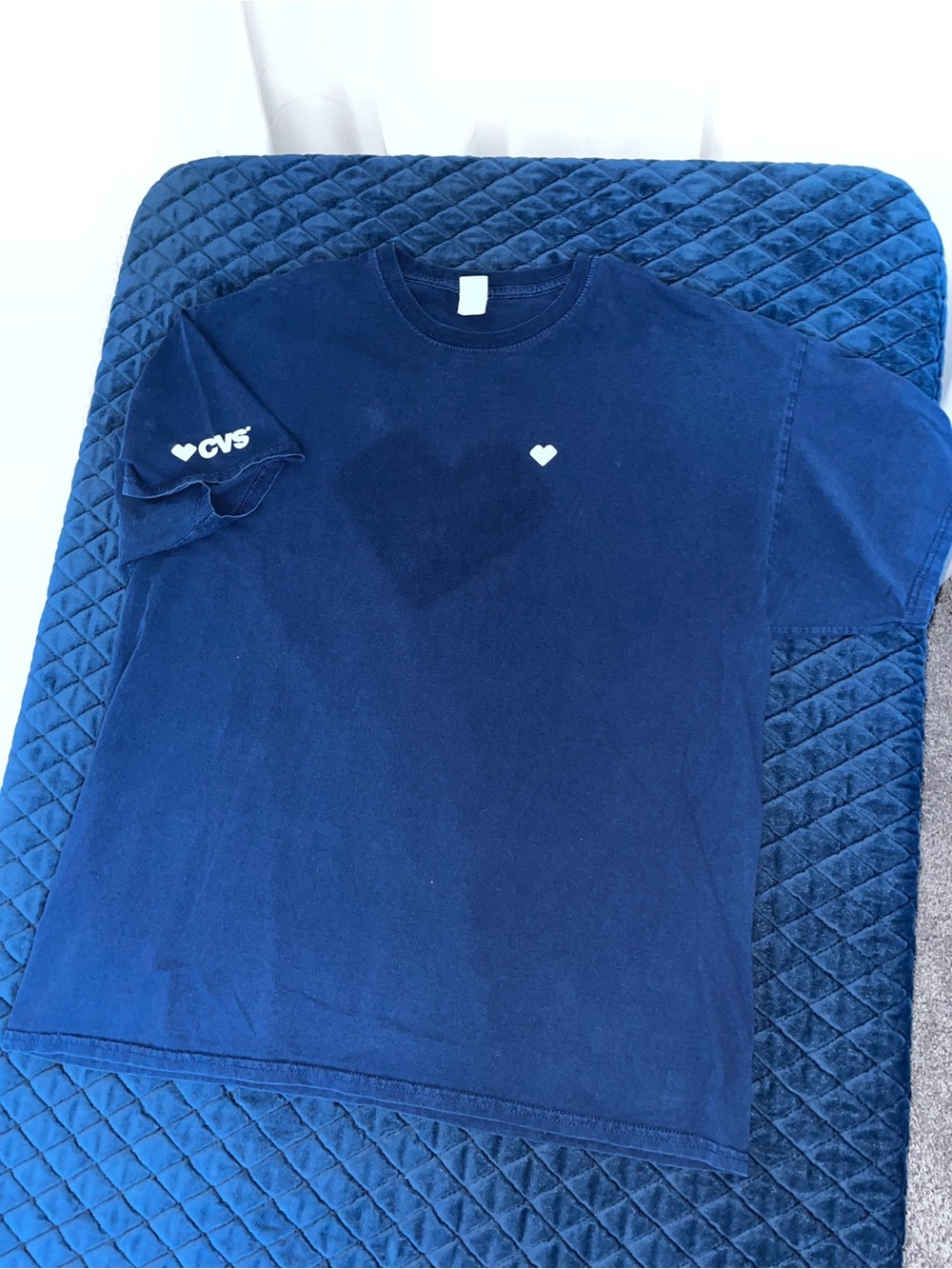 CVS Heart Logo Fruit of the Loom Navy Blue Tee Causal Men’s Shirt Workwear XL